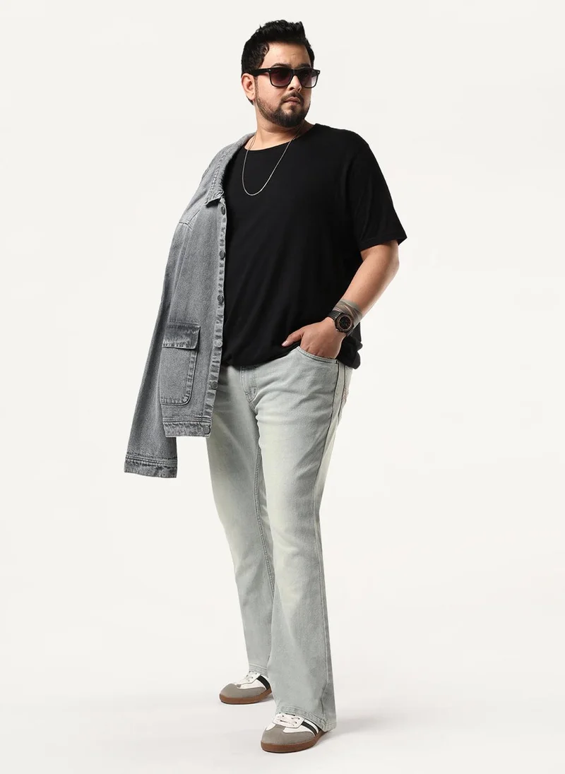 Urbano Fashion  Urbano Plus Men's Ice Grey Bootcut Fit Mid Rise Tinted Heavy Washed Jeans Stretchable for Men | Best Price UAE